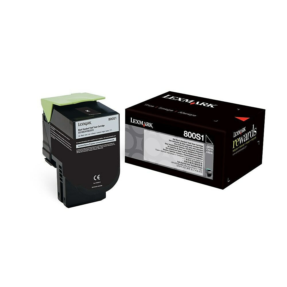 Image of Lexmark 80C0S10 Black Toner Cartridge, Standard Yield (80C0S10)