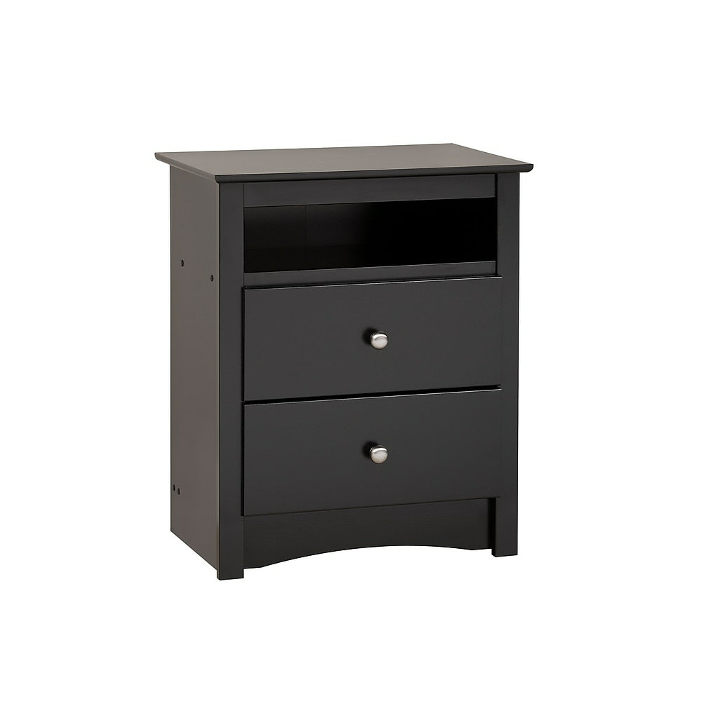 Image of Prepac Sonoma Tall 2 Drawer Nightstand With Open Shelf - Black