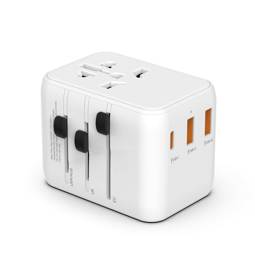 Image of Powerology PD 20W Travel Adapter with 2 USB-A & 1 USB-C - White