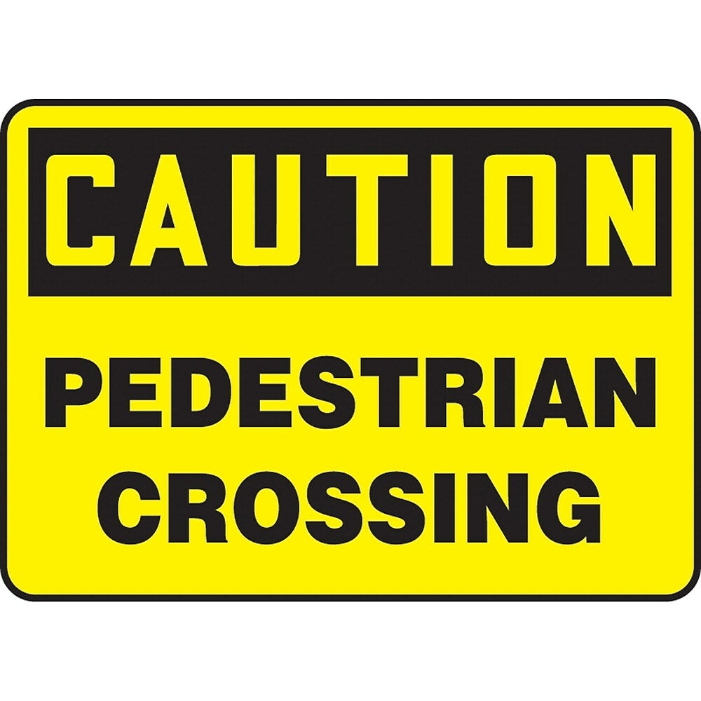 Image of Safety Signs and Identification, Traffic Industrial, Caution; Pedestrian Crossing, SAT109, Yellow