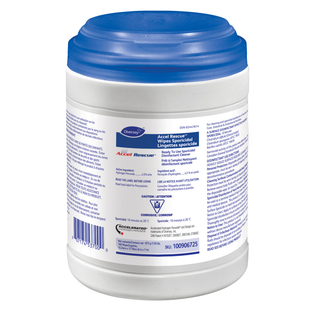 Image of Diversey Rescue Wipes Sporicidal RTU - Disinfectant Cleaner Wipes - 160 Wipes/Tub