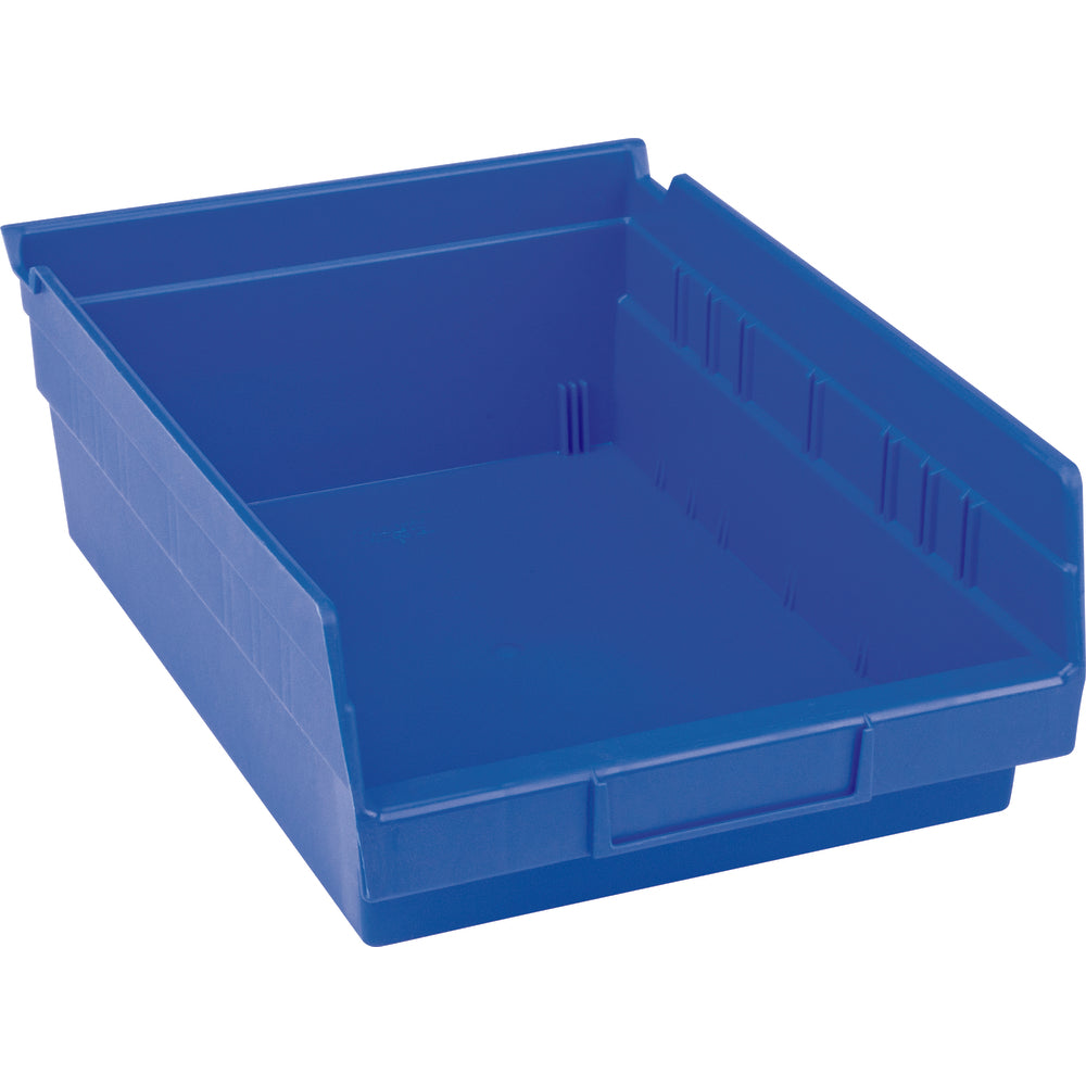 Image of Akro-Mils Plastic Shelf Bins, 8-3/8" W x 4" H x 11-5/8" D, Blue, 15 Lbs. Capacity - 12 Pack