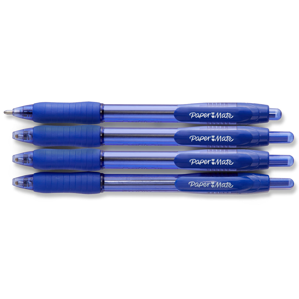 Image of Paper Mate Profile Ballpoint Pens - Retractable - 1.4mm - Blue - 4 Pack