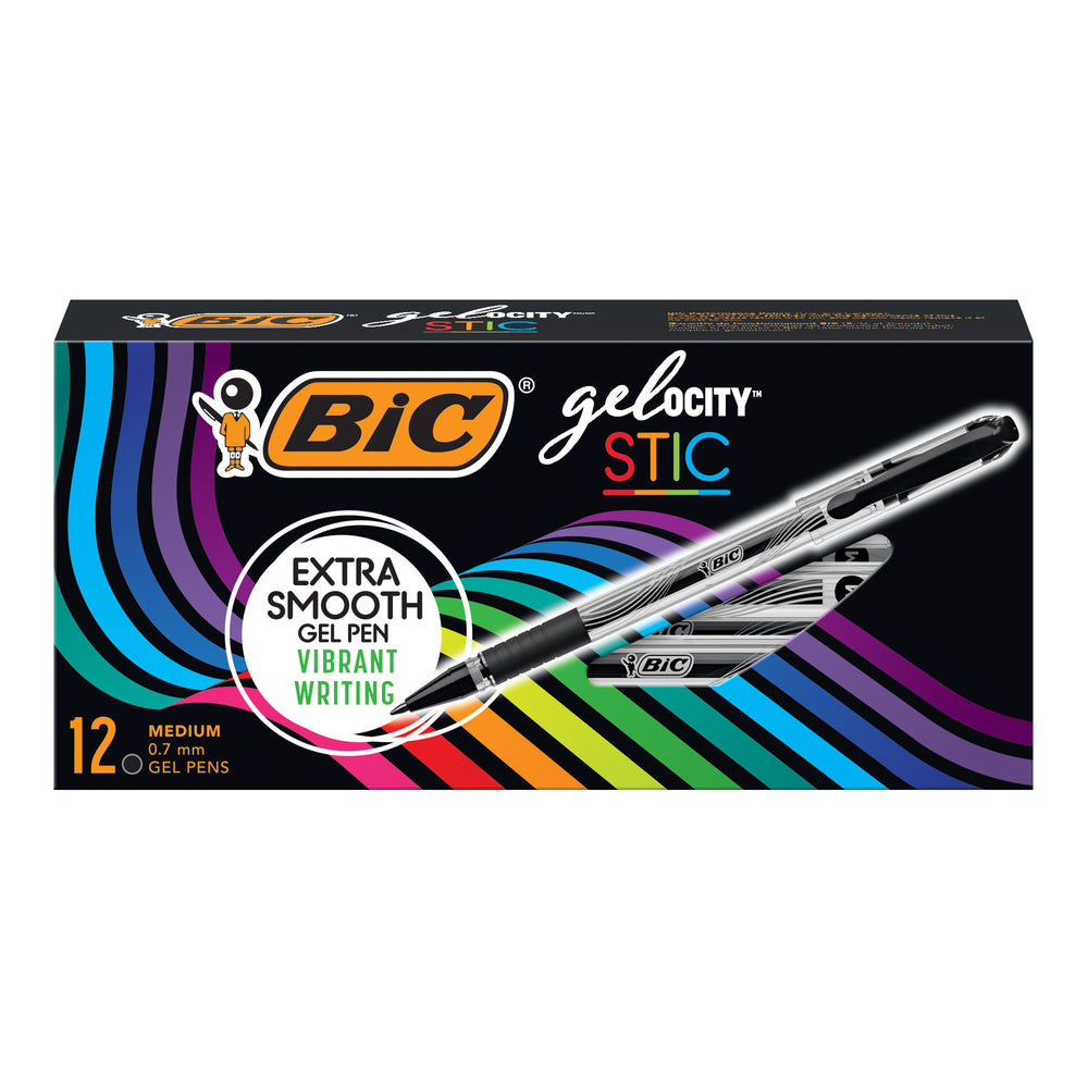 Image of BIC Gel-ocity Stic Gel Pens - 0.7mm - Black - 12 Pack