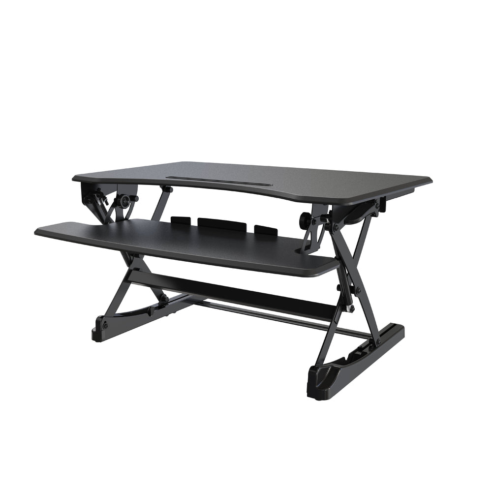Image of ShoppingAll 35"W Height Adjustable Sit to Stand Desk Converter Workstation - Black