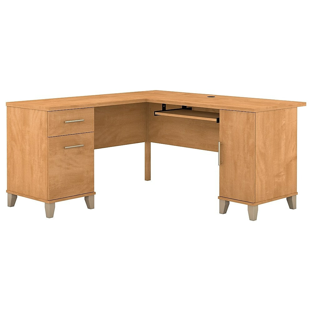 Image of Bush Furniture Somerset 60"W L Shaped Desk, Maple Cross (WC81430K), Brown