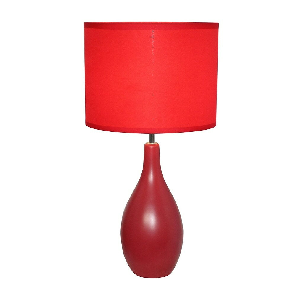 Image of Simple Designs Oval Base Ceramic Table Lamp, Red Finish