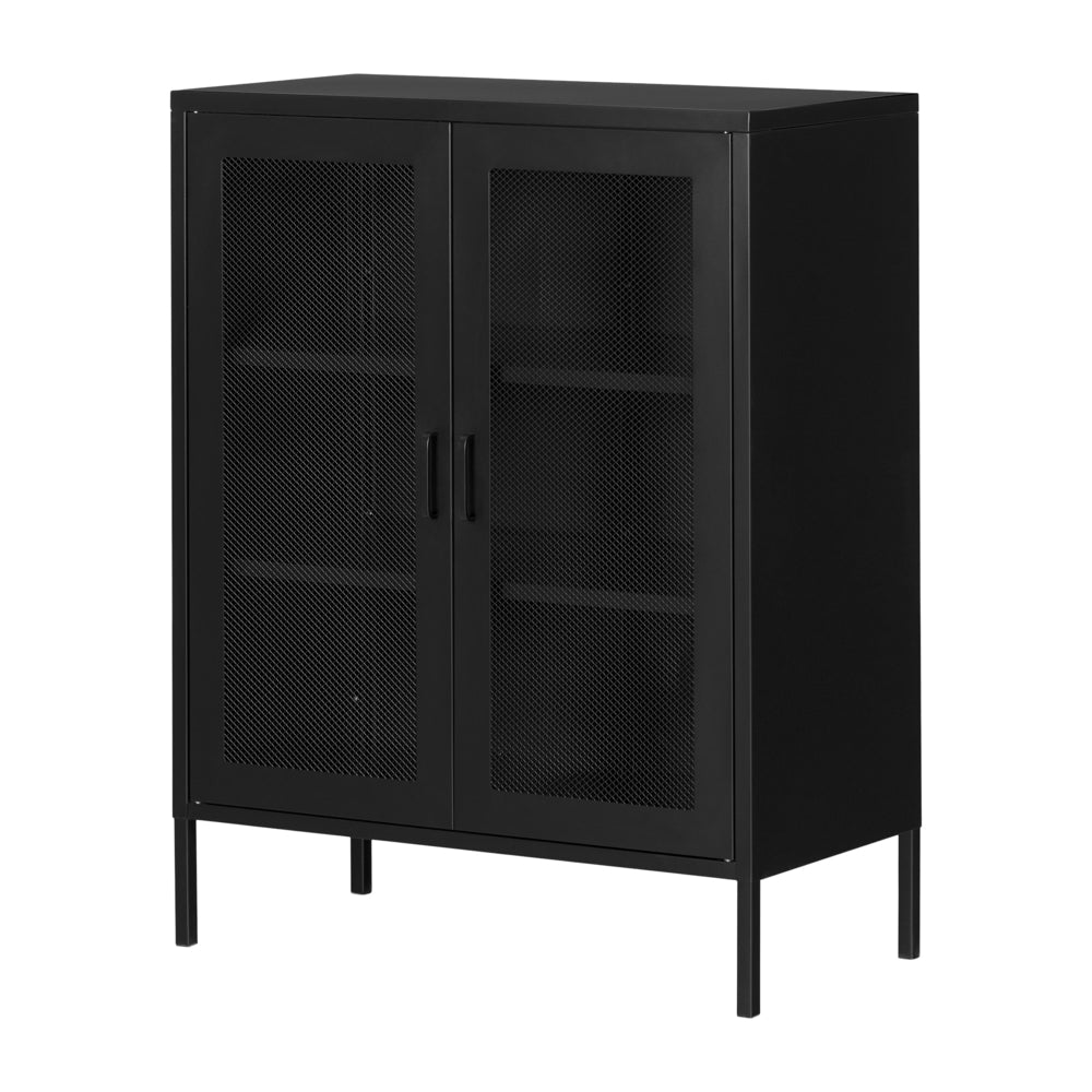 Image of South Shore Eddison Metal Mesh 2-Door Storage Cabinet - Black