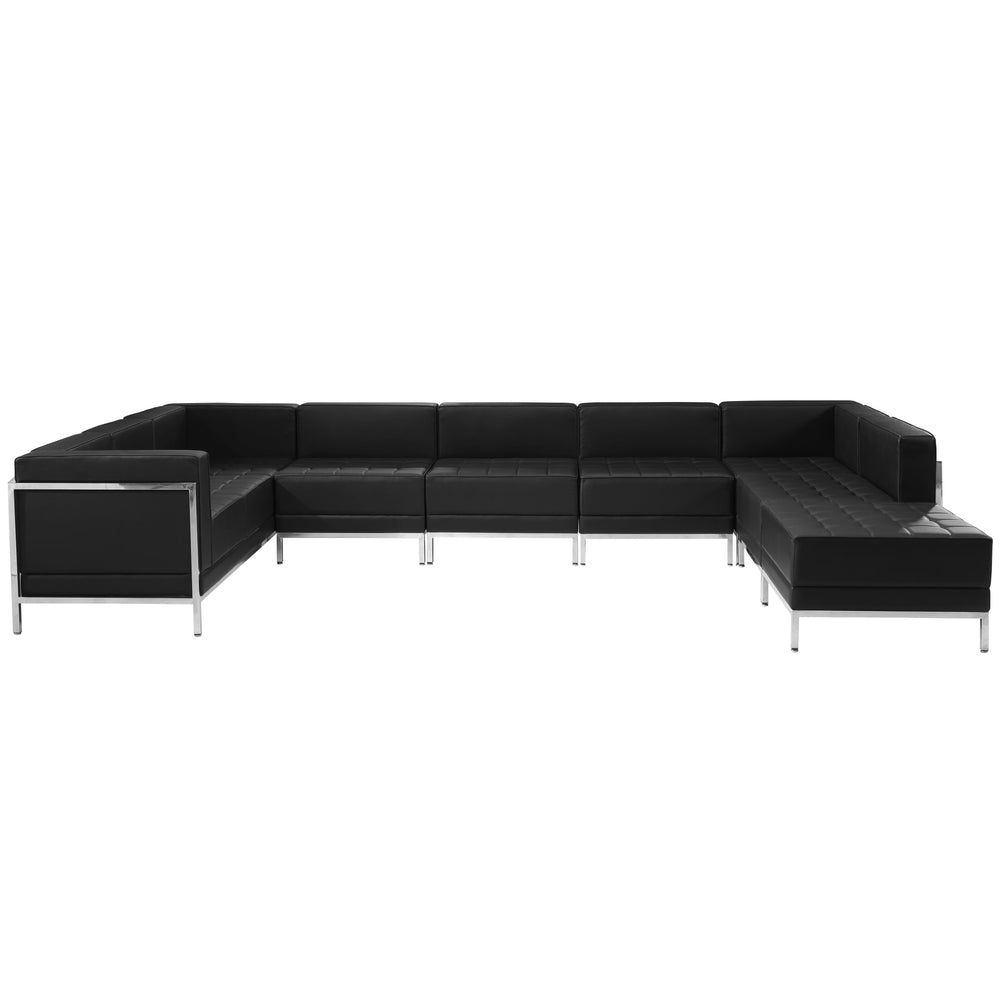 Image of Flash Furniture Hercules Imagination Series Leather U-Shape Sectional Configuration, Black, 7 Pieces (ZBIMAGUSECTSET4)