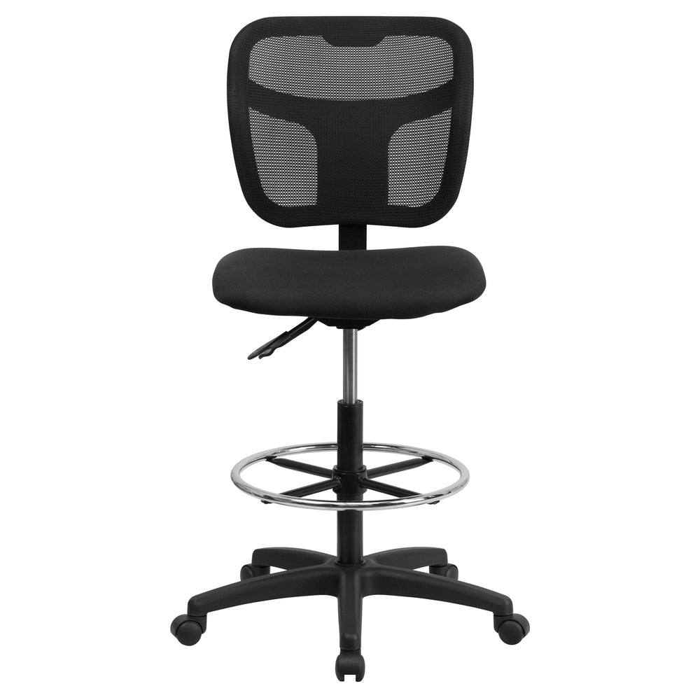 Image of Flash Furniture Mid-Back Black Mesh Drafting Chair with Back Height Adjustment