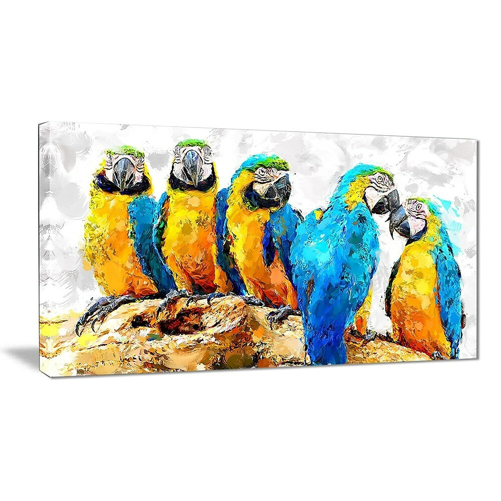 Image of Designart Desgin Art Parrot Party Canvas Art Print, 40" x 20", (PT2491-40-20)