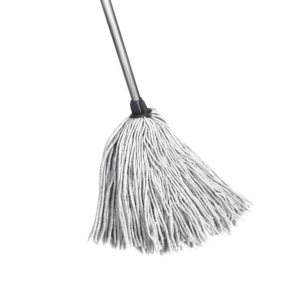 Image of Globe Commercial Products Synthetic Yacht Mop with 54" Metal Handle - 16 oz - 6 Pack, White_74086