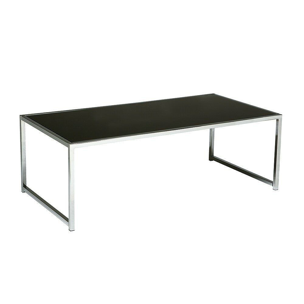 Yield Coffee Table With Chrome Frame And Black Glass Top Staplesca