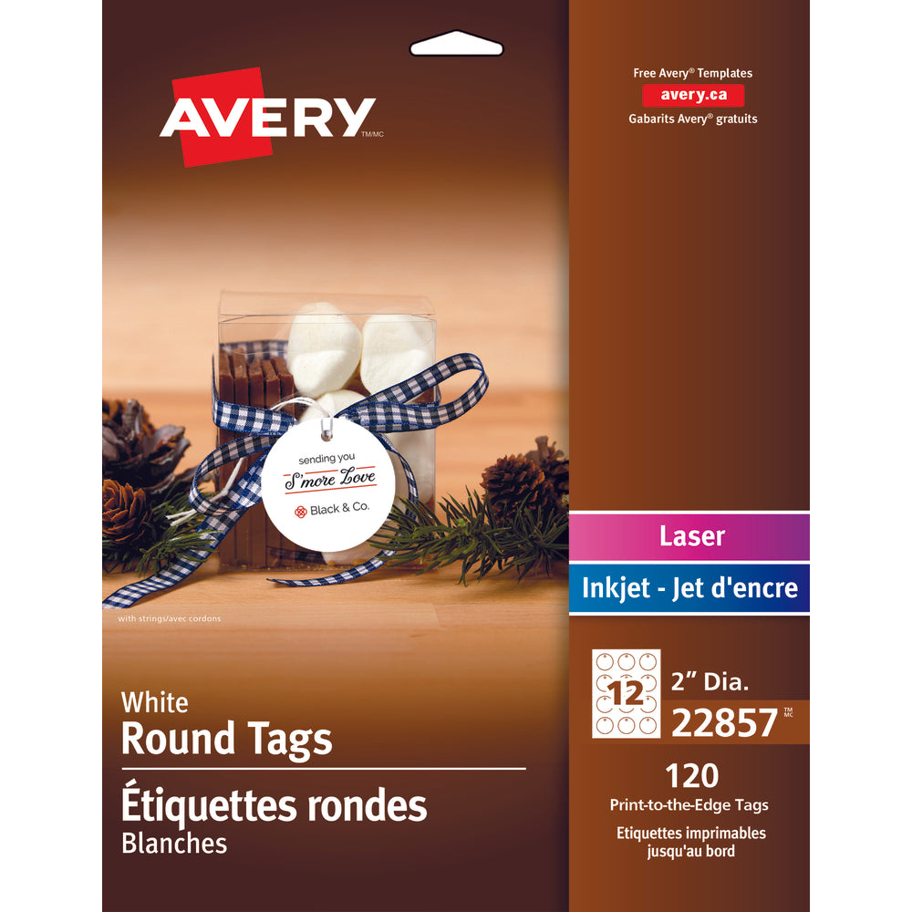 Image of Avery Round Tags - 2" Dia. - White - 120 Labels, 120 Pack