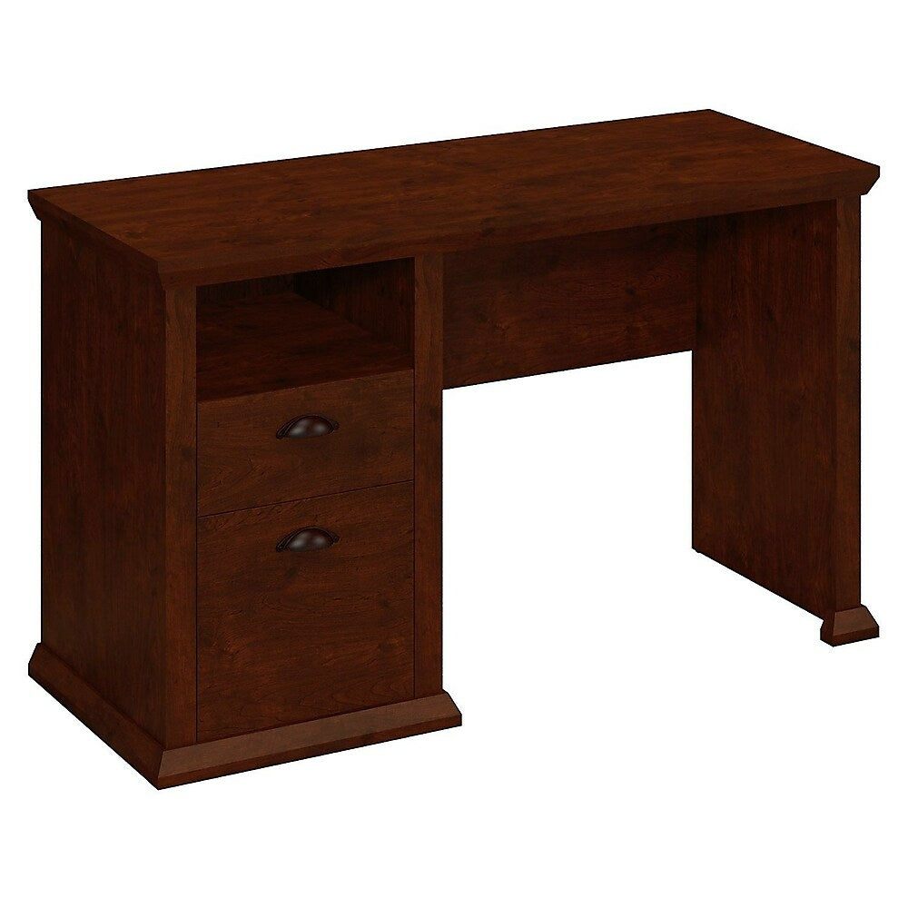 Image of Bush Yorktown Single Pedestal Desk, Antique Cherry, Red