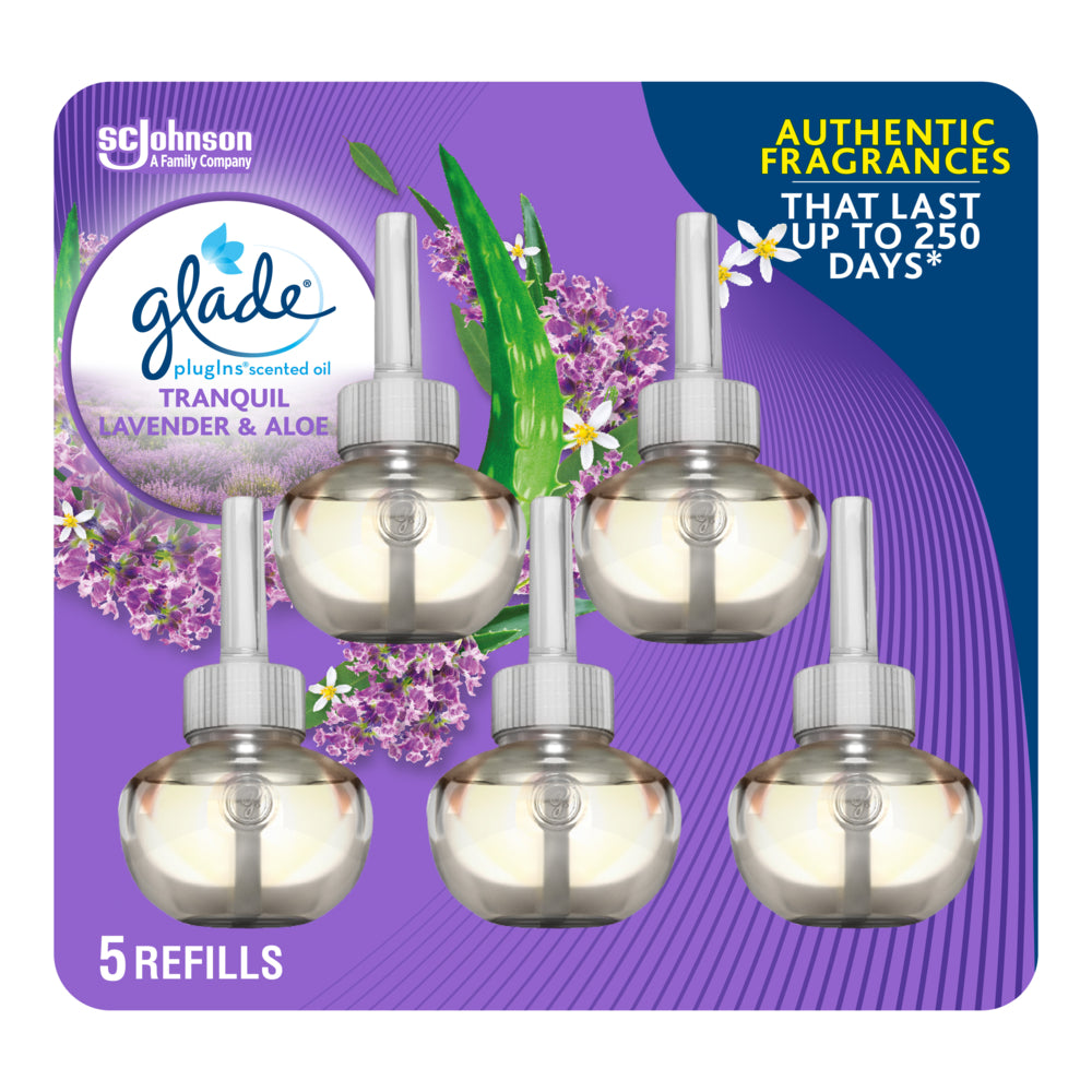 Image of Glade PlugIns Scented Oil Air Freshener Refill - Tranquil Lavender & Aloe - 5 Pack