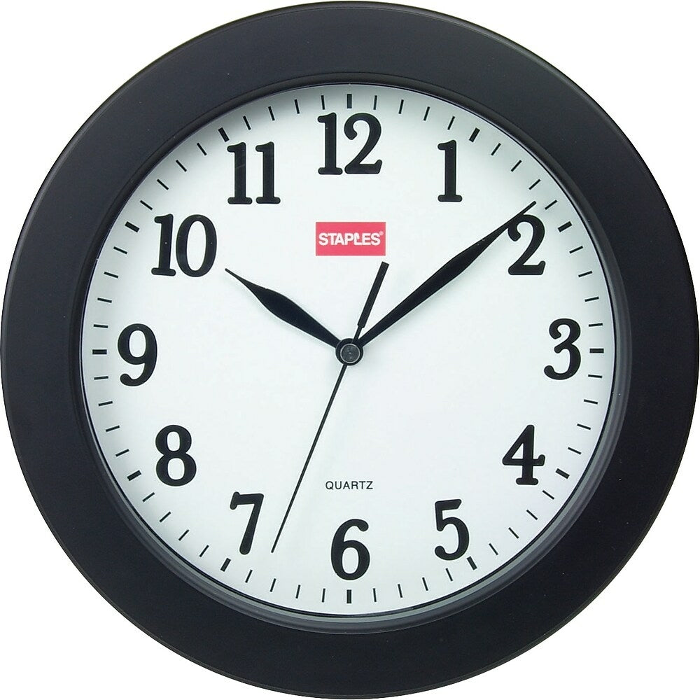 Image of Staples 10" Round Wall Clock, Black