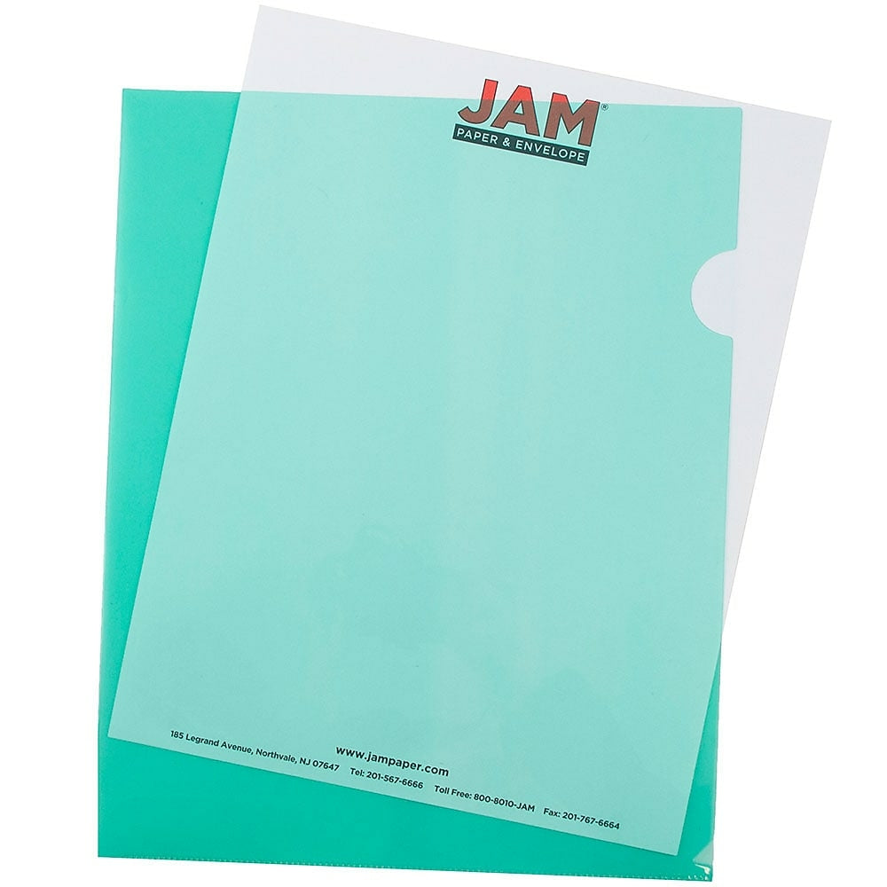Image of JAM Paper Plastic Sleeves, 9 x 11.5, Green, 120 Pack (226325846B)