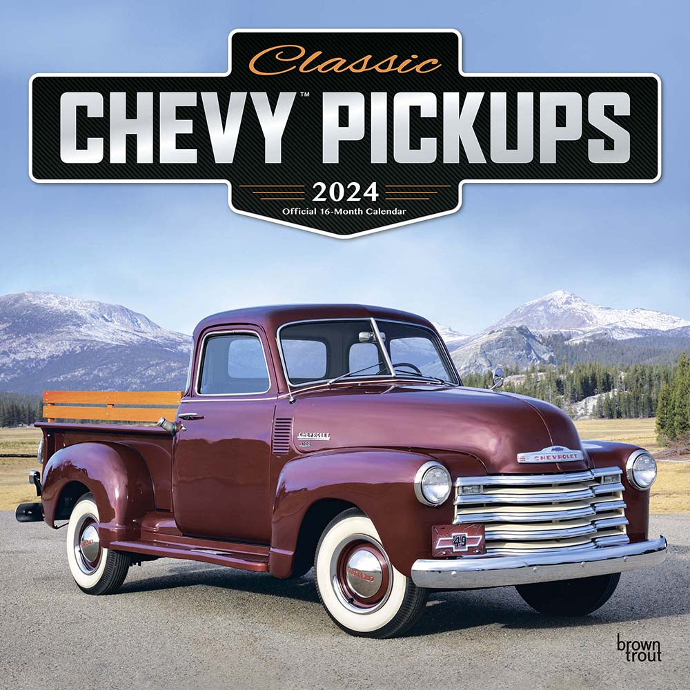 Image of BrownTrout 2024 Classic Chevy Pickups Monthly Square Wall Calendar - 12" x 12" - Assorted - English