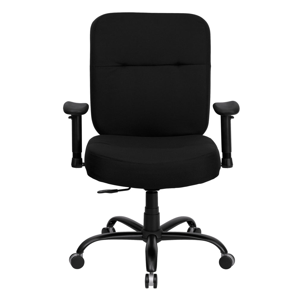 Image of Flash Furniture HERCULES Series Big & Tall Black Fabric Rectangular Back Ergonomic Office Chair with Arms