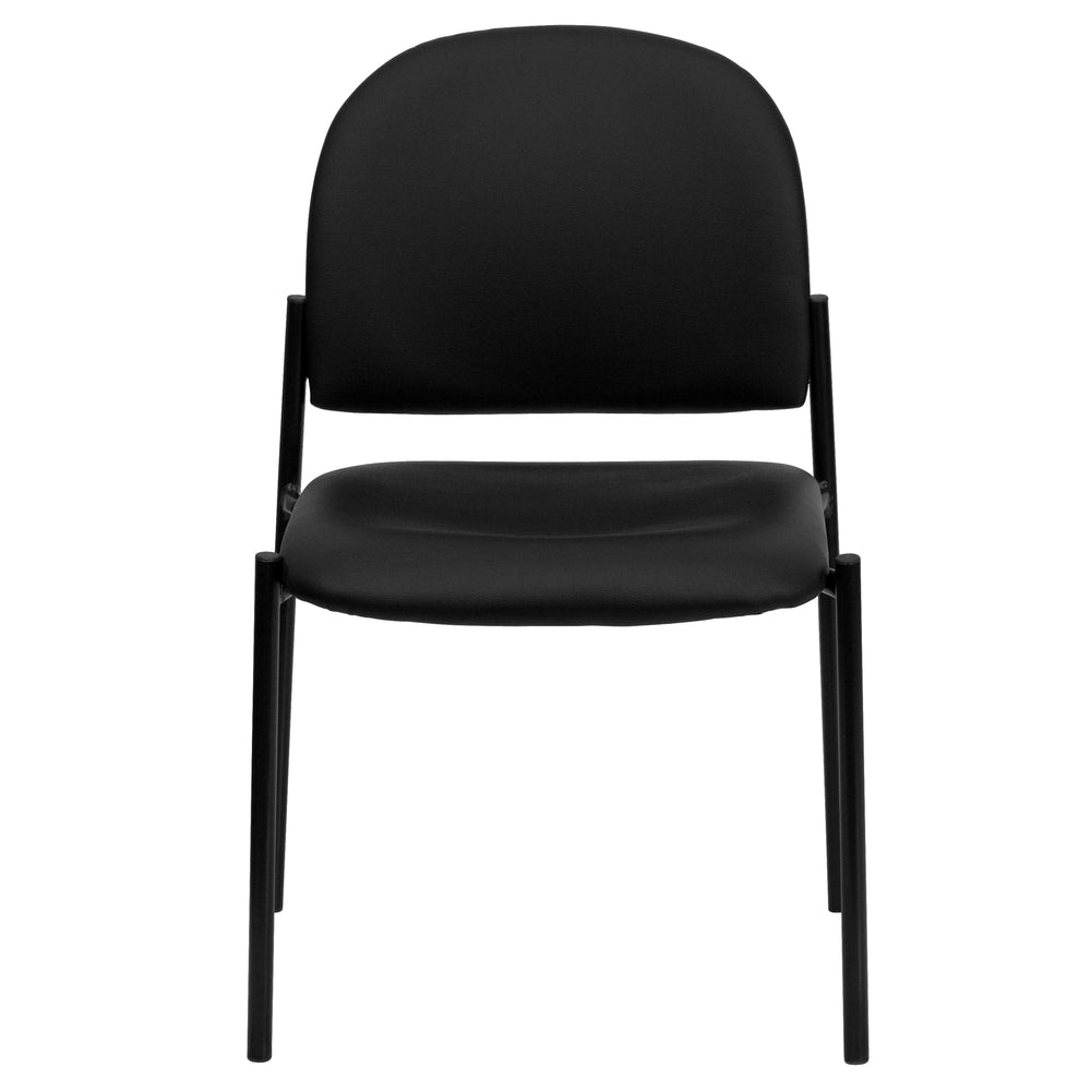 Image of Flash Furniture Comfort Black Vinyl Stackable Steel Side Reception Chair