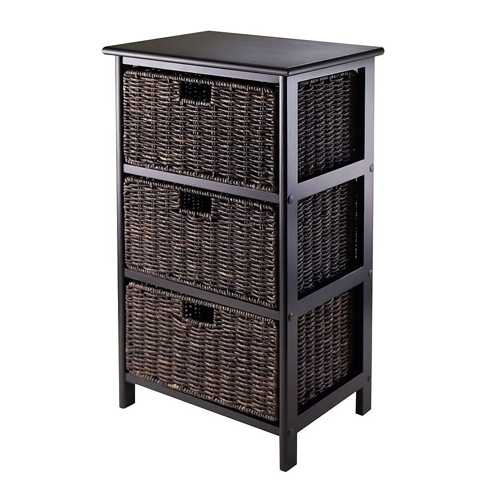 Image of Winsome Omaha Storage Rack with 3 Foldable Baskets, Black