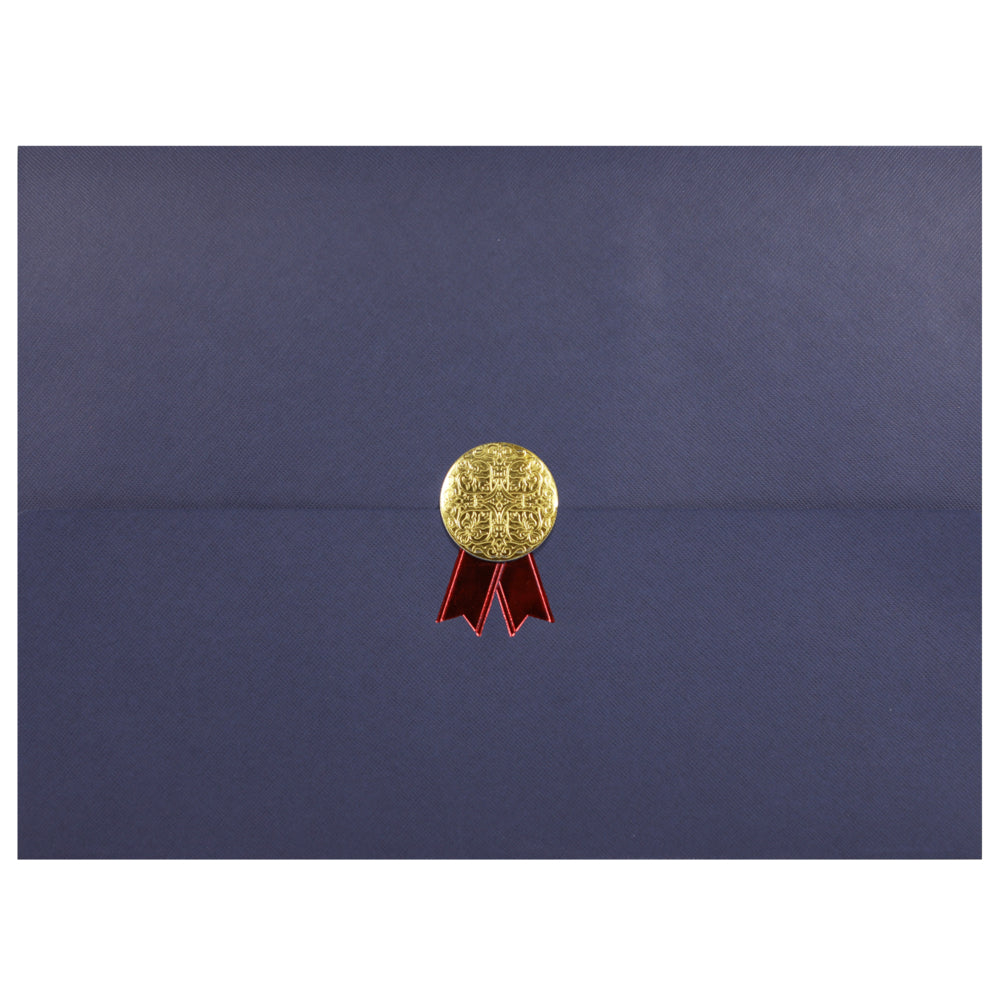 Image of St. James Document/Certificate Holders - Gold Award Seal with Red Ribbon - Navy Blue - 5 Pack