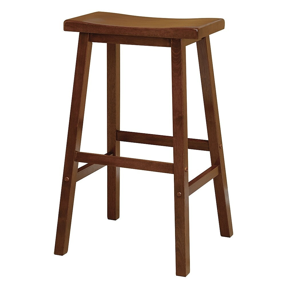 Image of Winsome 29" Saddle Seat Stool, Antique Walnut, Brown