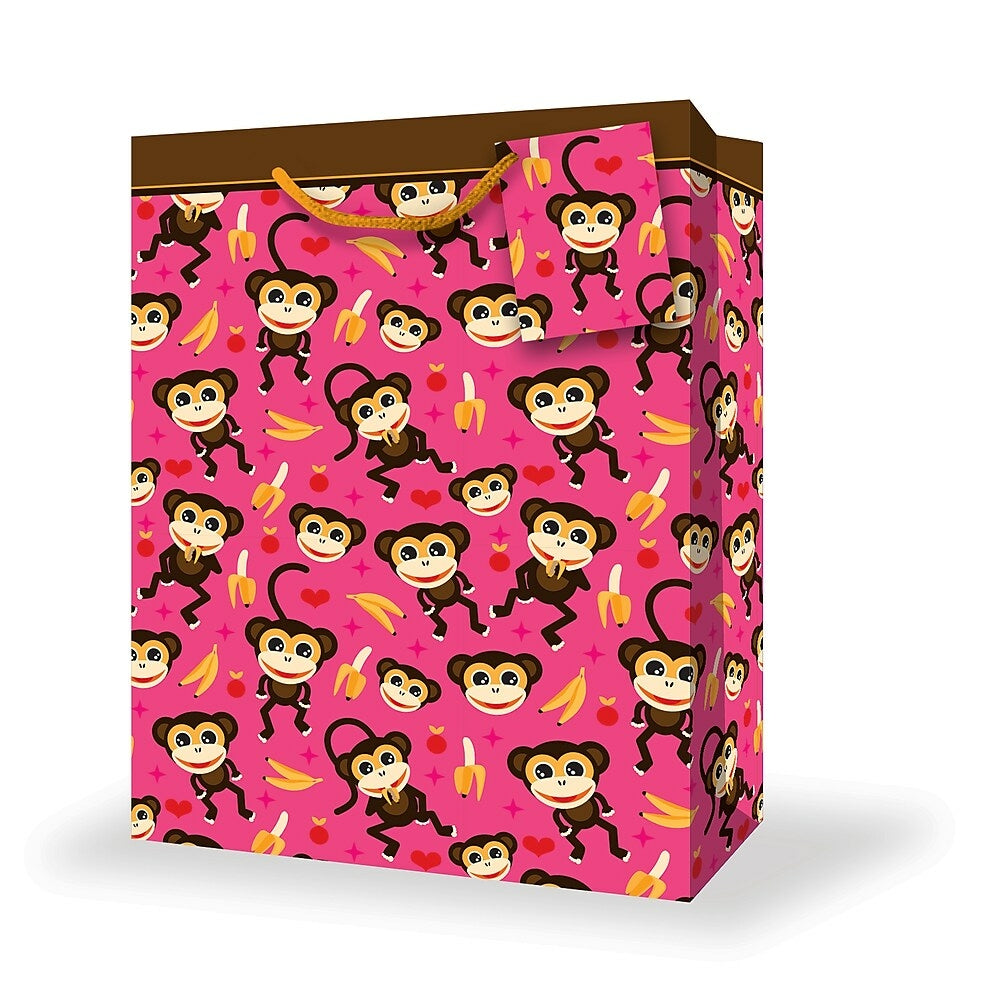 Image of Millbrook Studios Juvenile Birthday Gift Bags - Jumbo - Monkeys - 12 Pack (47615)