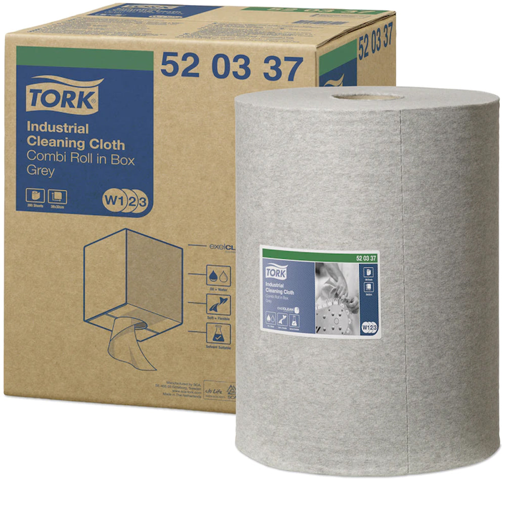 Image of Tork Industrial Centrefeed Maxi Roll Cleaning Cloth - Grey