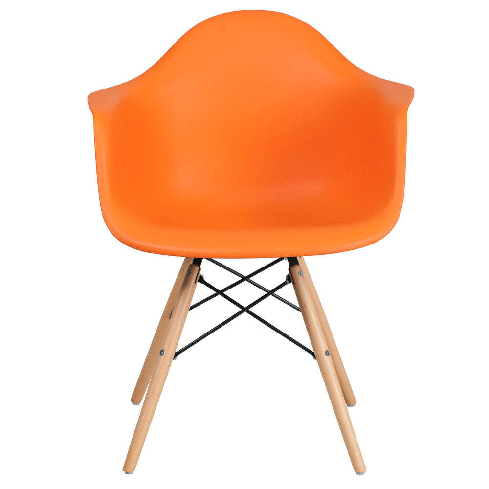 Image of Flash Furniture Alonza Series Orange Plastic Chair with Wooden Legs