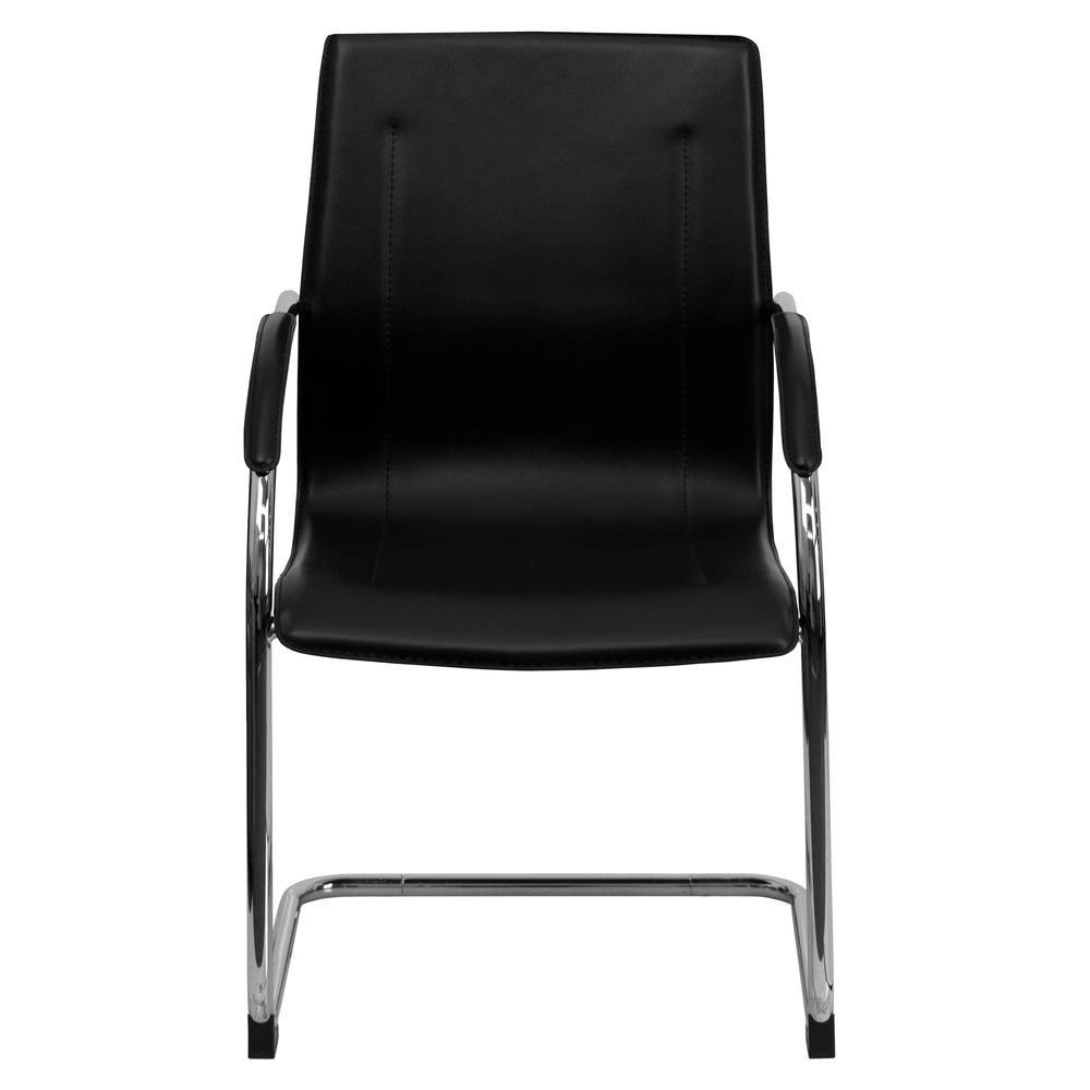 Image of Flash Furniture Black Vinyl Side Reception Chair with Chrome Sled Base