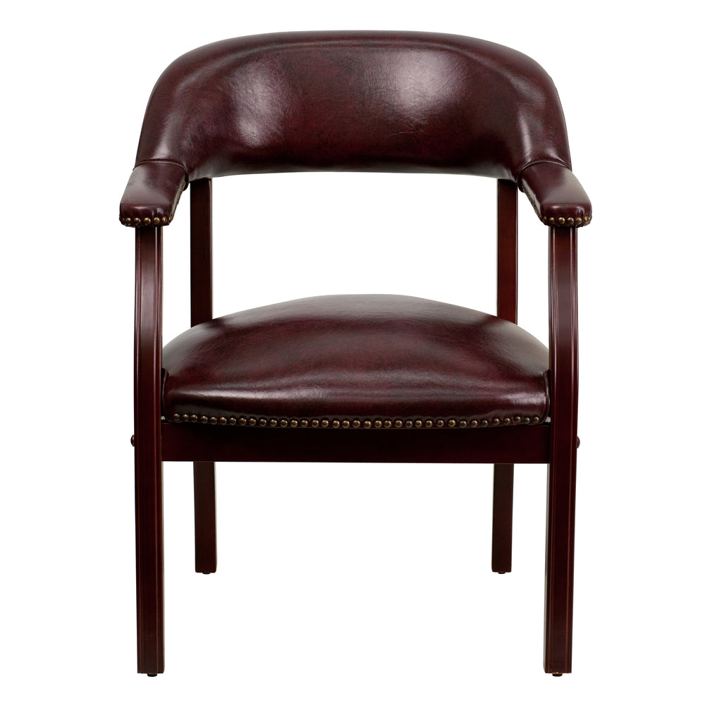 Image of Flash Furniture Oxblood Vinyl Luxurious Conference Chair with Accent Nail Trim, Brown