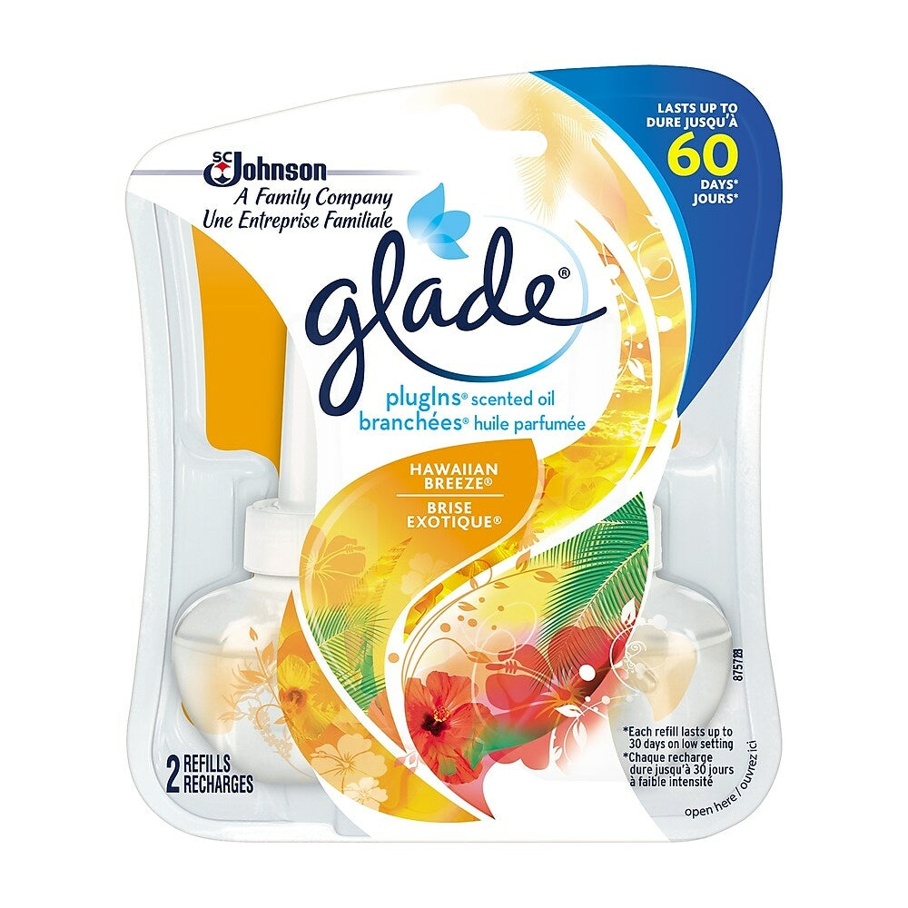 Image of Glade PlugIns Scented Oil Refills, Hawaiian Breeze, 2 Pack, White