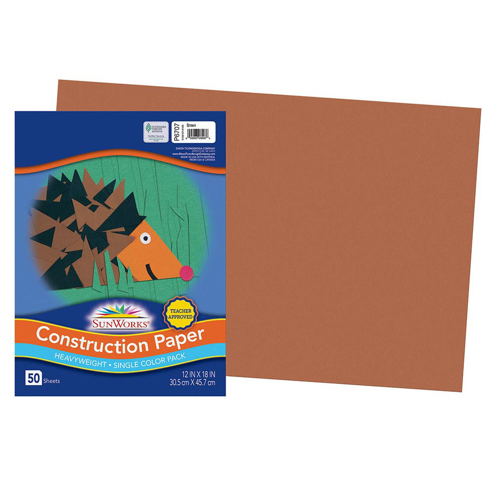 Image of Pacon Construction Paper - 12" x 18" - Brown - 50 Sheets