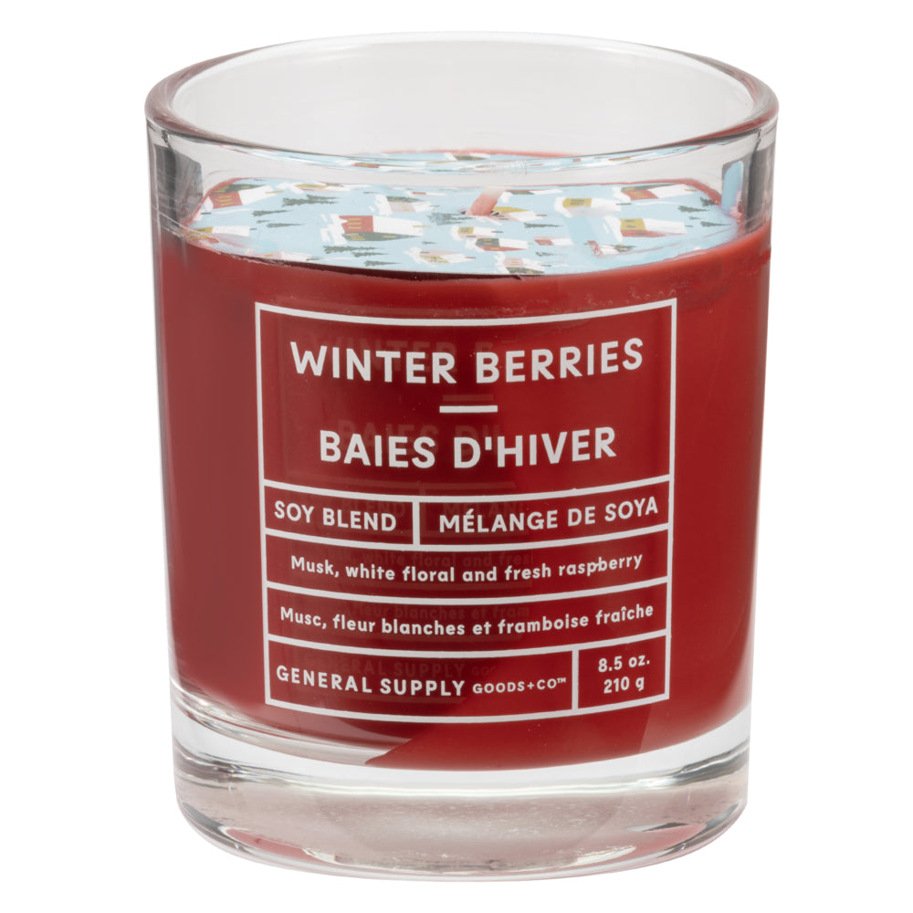 Image of General Supply Goods + Co Coloured Wax Glass Candle - Red - Winter Berries, Green