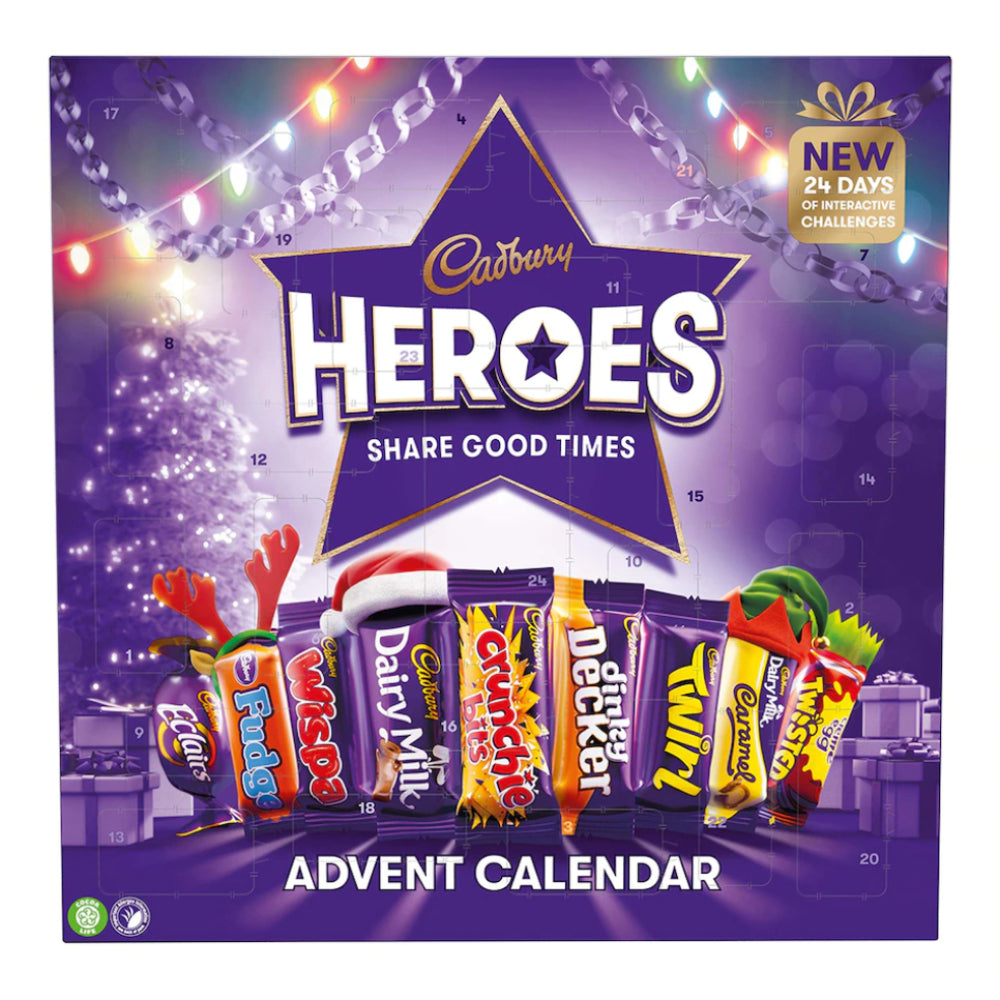 Image of Cadbury UK Heroes Advent Calendar with Assorted chocolates and Toffee - 230g