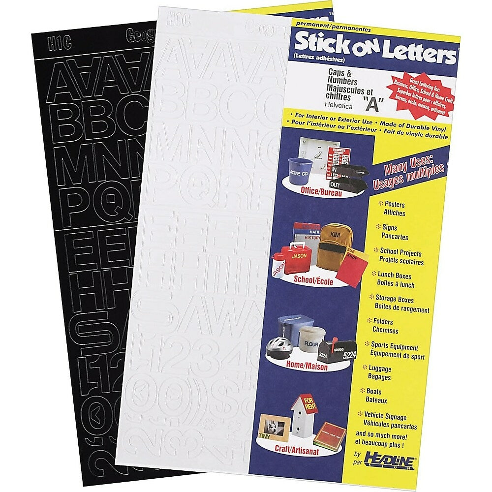 Image of US Stamp & Sign Vinyl Stick-On 2" Helvetica Letters/Numbers, White Caps, 3 Pack