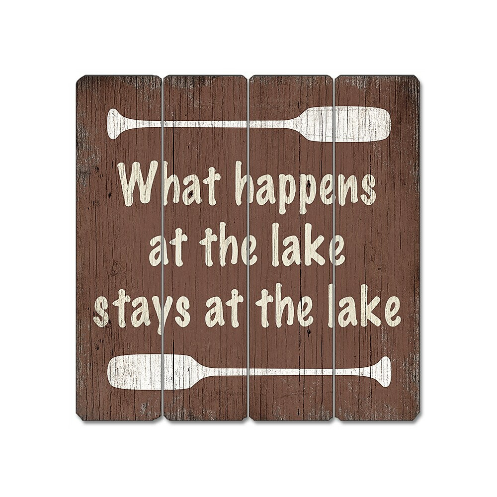 Image of Sign-A-Tology Stays At The Lake Vintage Wooden Sign - 16" x 16"