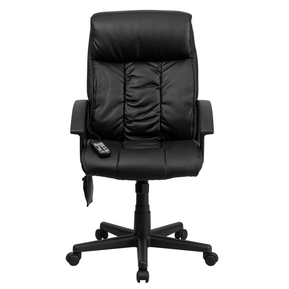 Image of Flash Furniture High Back Espresso Brown Leather Executive Swivel Office Chair with Titanium Nylon Base & Loop Arms, Black