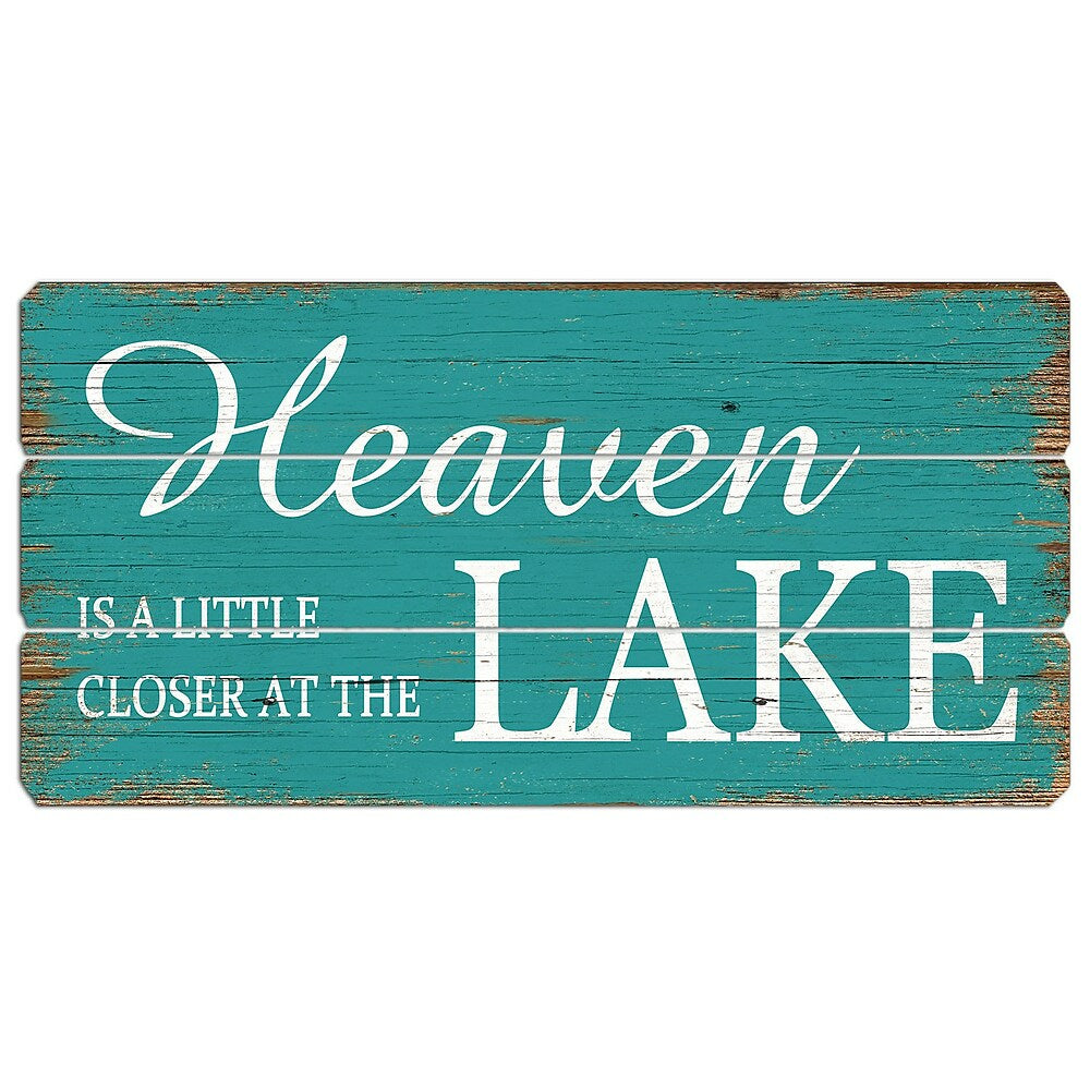 Image of Sign-A-Tology Heaven & Lake Vintage Wooden Sign - 24" x 12"
