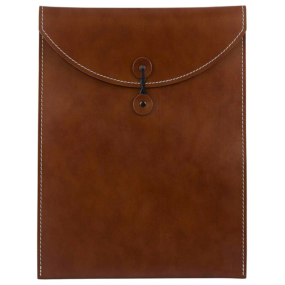 Image of JAM Paper Leather Envelopes with Button and String Tie Closure, 9.5 x 12.5, Brown Sold Individually (CF65LBR)