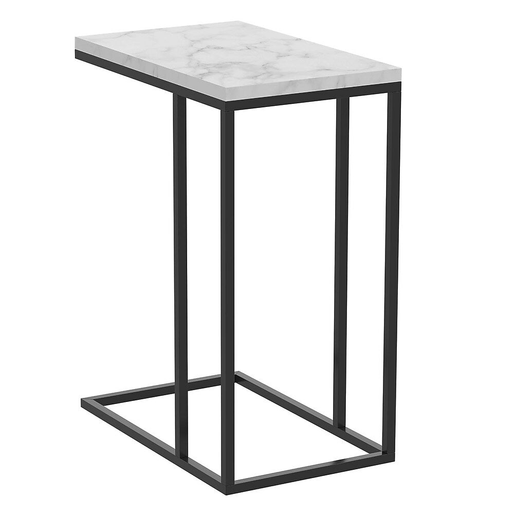 Image of Safdie & Co C-Shaped Accent Table - 19L - Marble Black