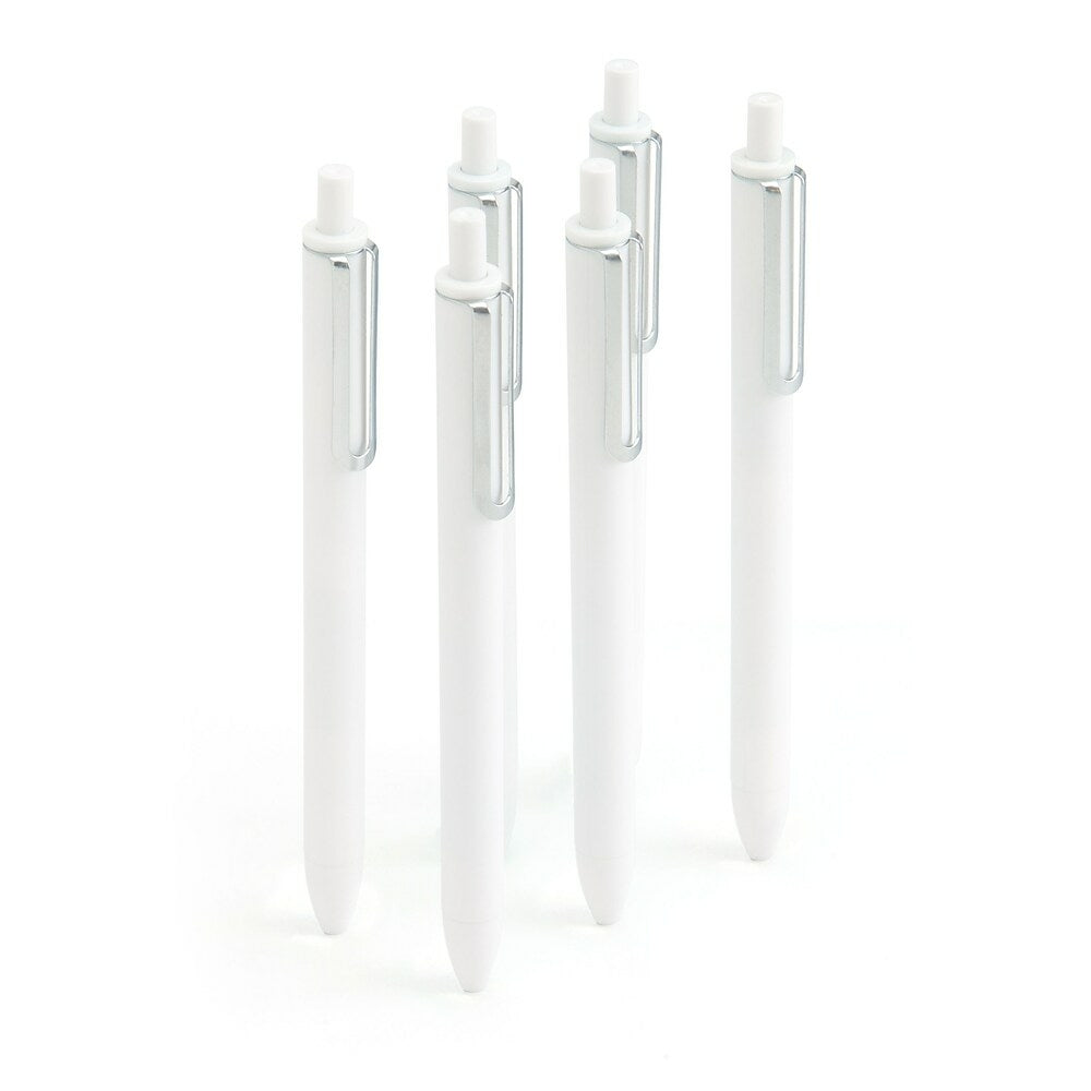 Image of Poppin Gel Luxe Pen - Retractable - 0.7mm - Black Ink - White Barrel - 6 Pack