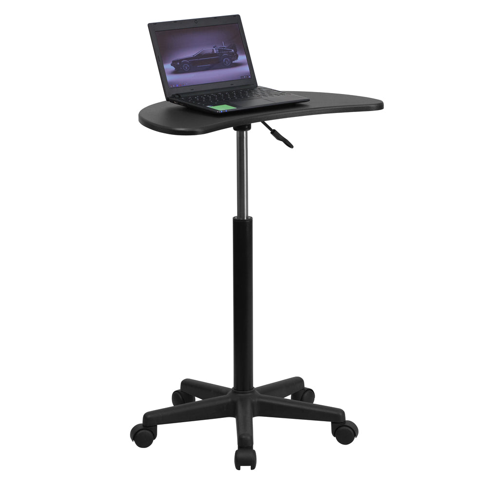 Image of Flash Furniture Height Adjustable Mobile Laptop Computer Desk with Black Top