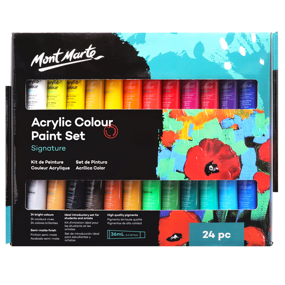 Image of Mont Marte Signature Acrylic Colour Paint Set - 36ml - 24 Assorted Colours