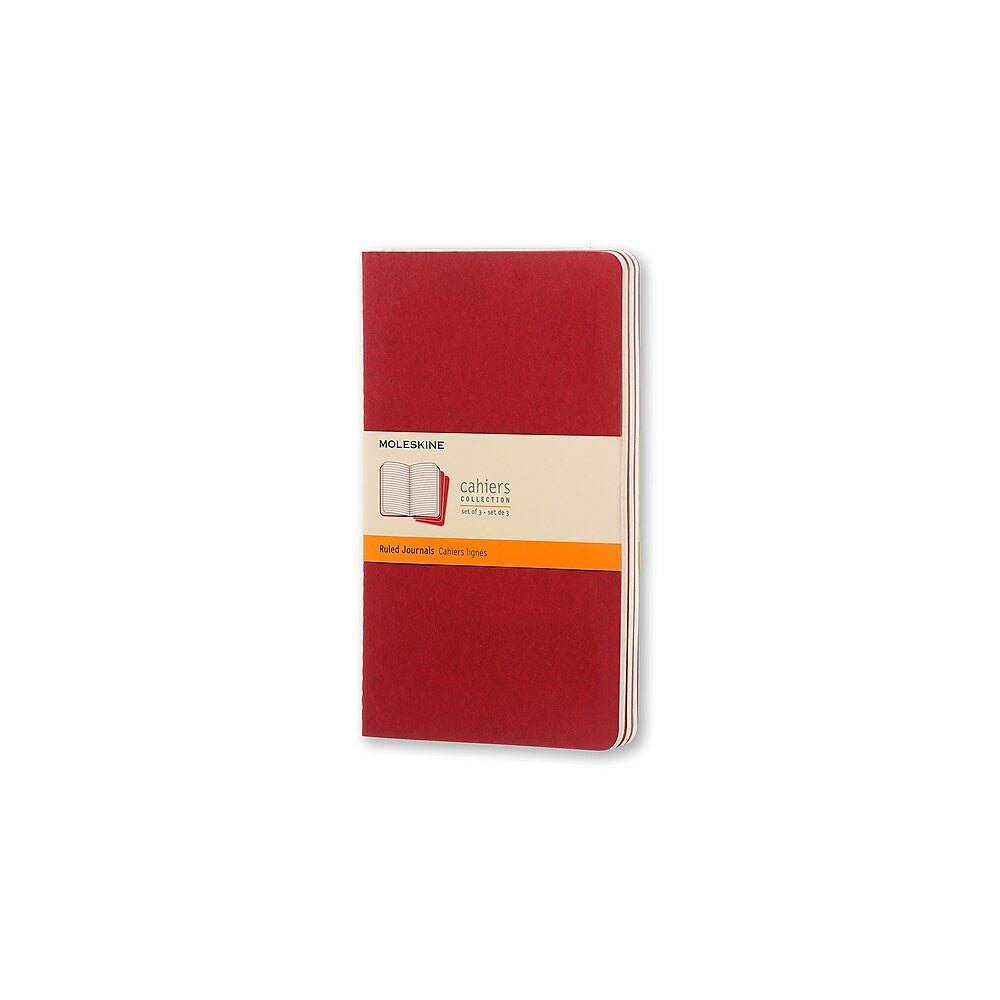 Image of Moleskine Cahier Ruled Journal - 5" x 8.25" - Cranberry Red - 3 Pack