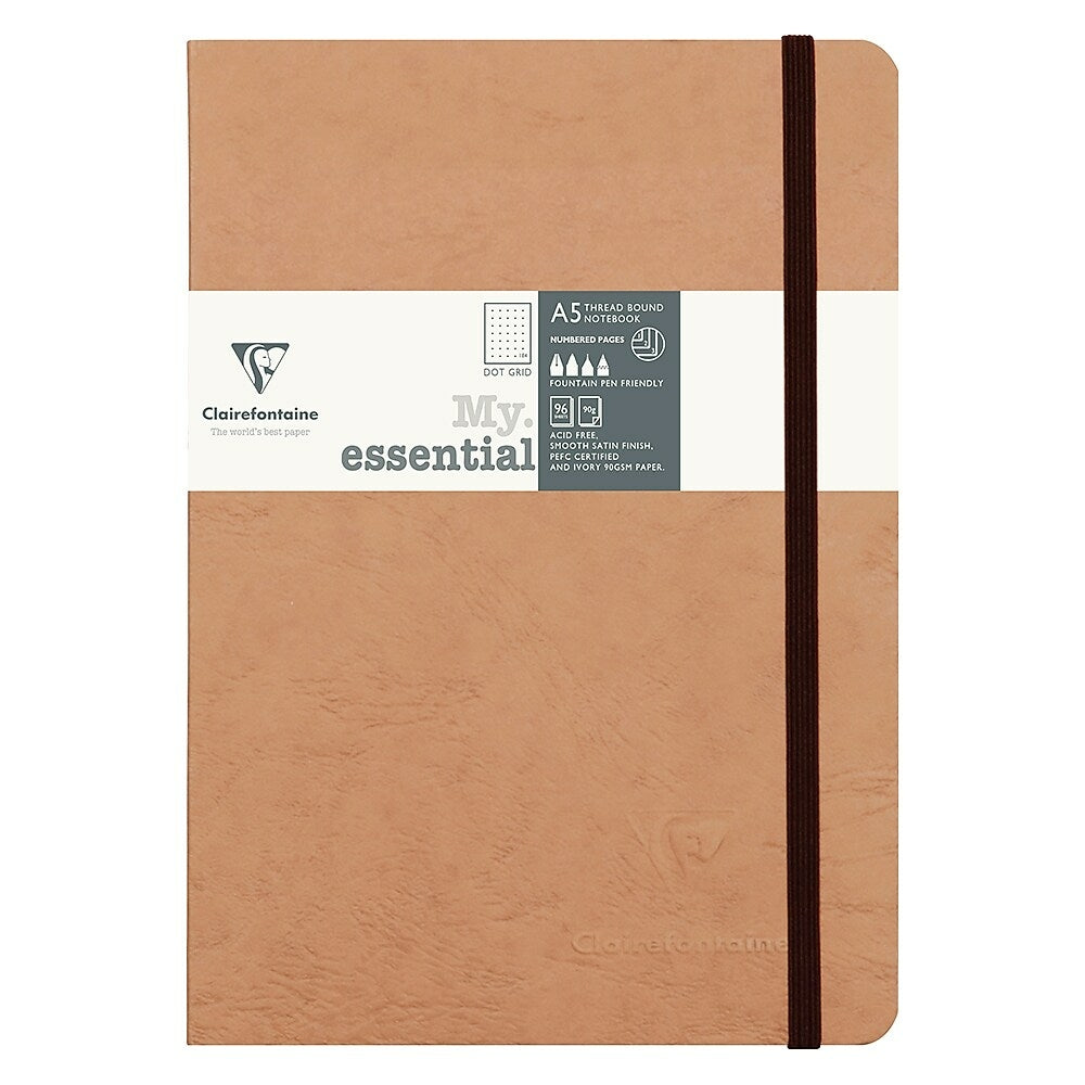 Image of Clairefontaine Age-Bag "My Essential" Notebook, Dotted, 5-3/4" x 8-1/4", 184 Sheets, Tan