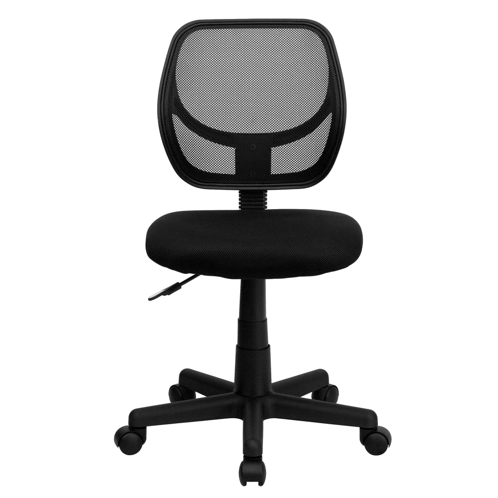 Image of Flash Furniture Mid-Back Mesh Swivel Task Chair with Curved Square Back - Black