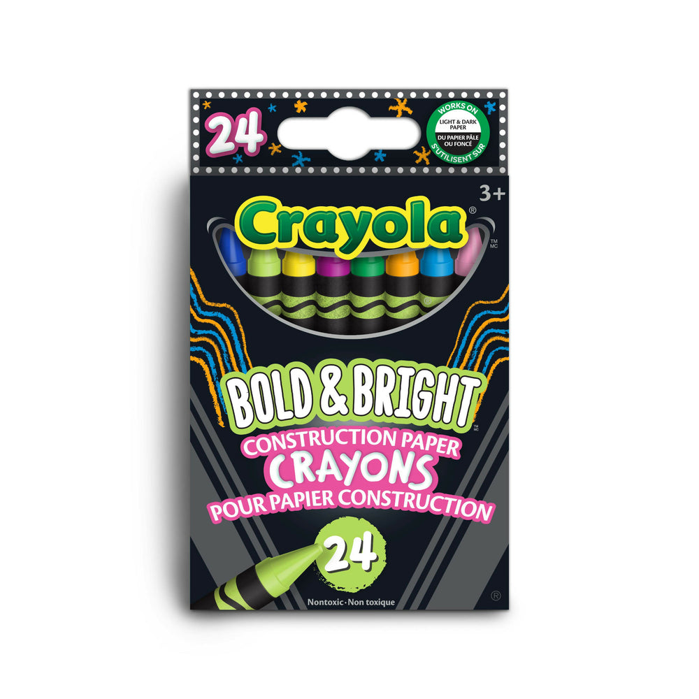 Image of Crayola Bold & Bright Construction Paper Crayons - 24 Pack